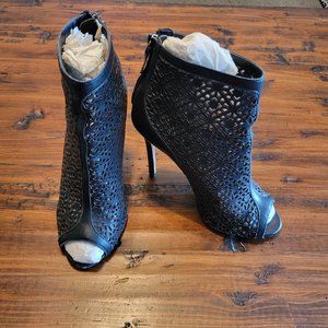 Badgley Mischka Black Laser Cut Booties